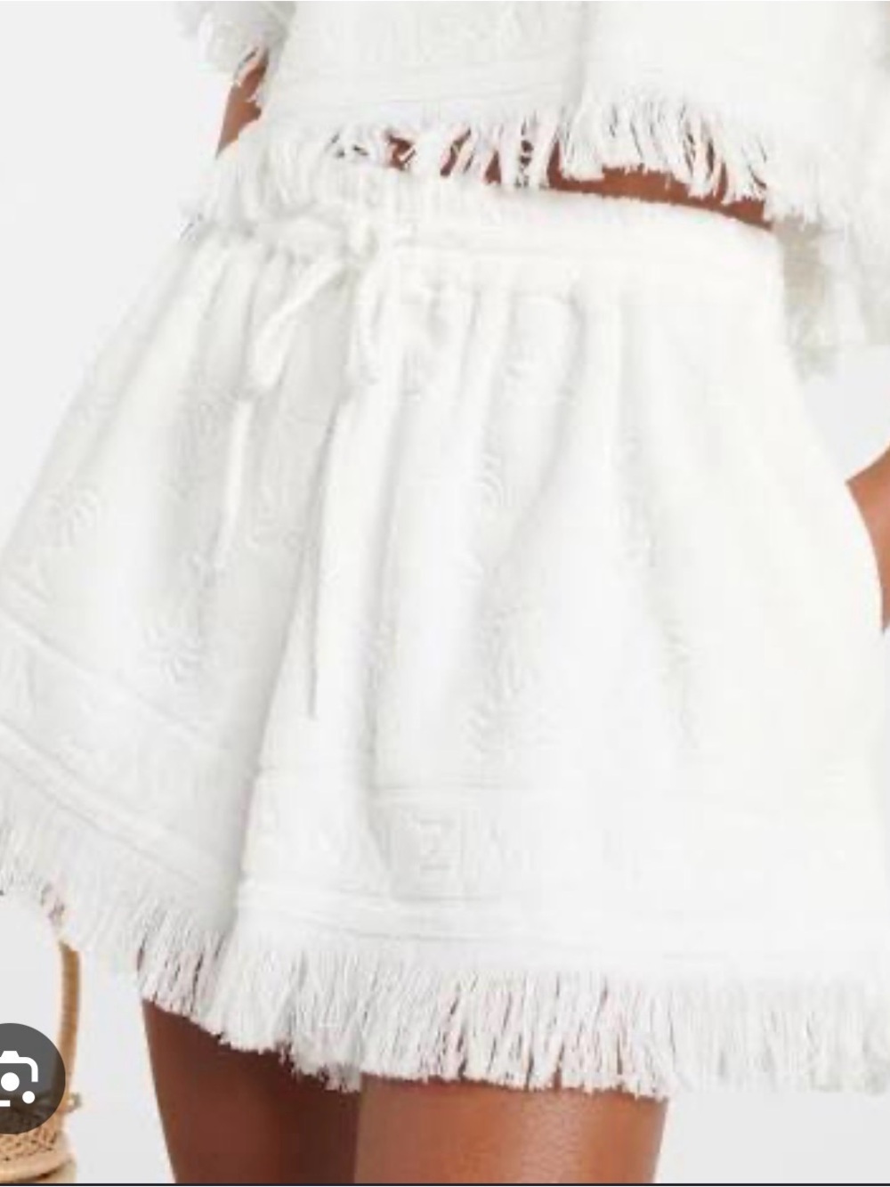 Zimmermann White Fringe Terry High-Waist Shorts Size 1